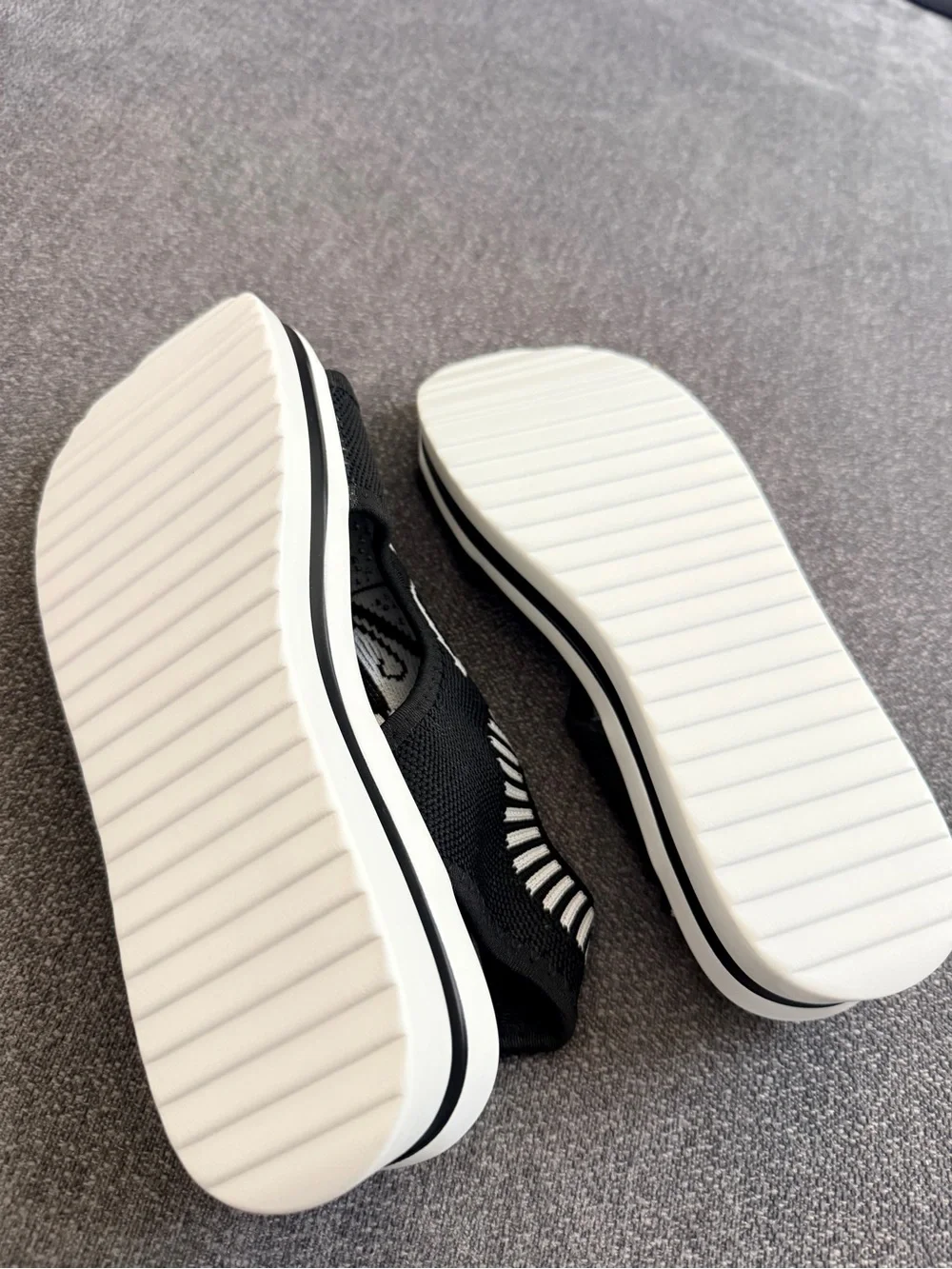 Black and White Butterfly small wedge Sandals